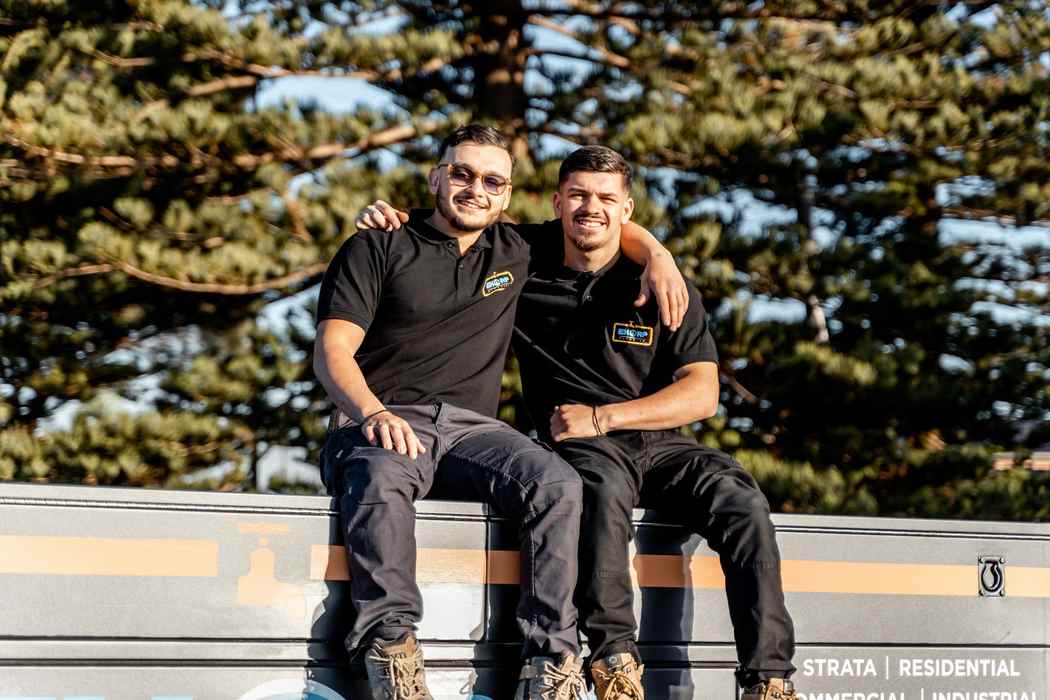 Two members of the plumbing team